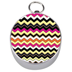 Colorful Chevron Pattern Stripes Pattern Silver Compasses