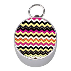 Colorful Chevron Pattern Stripes Pattern Mini Silver Compasses