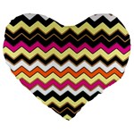 Colorful Chevron Pattern Stripes Pattern Large 19  Premium Flano Heart Shape Cushions Front