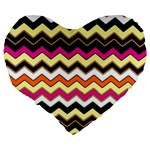 Colorful Chevron Pattern Stripes Pattern Large 19  Premium Flano Heart Shape Cushions Back