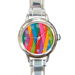 Colorful Lines Pattern Round Italian Charm Watch