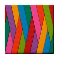 Colorful Lines Pattern Tile Coasters by Simbadda