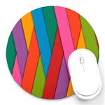 Colorful Lines Pattern Round Mousepads Front