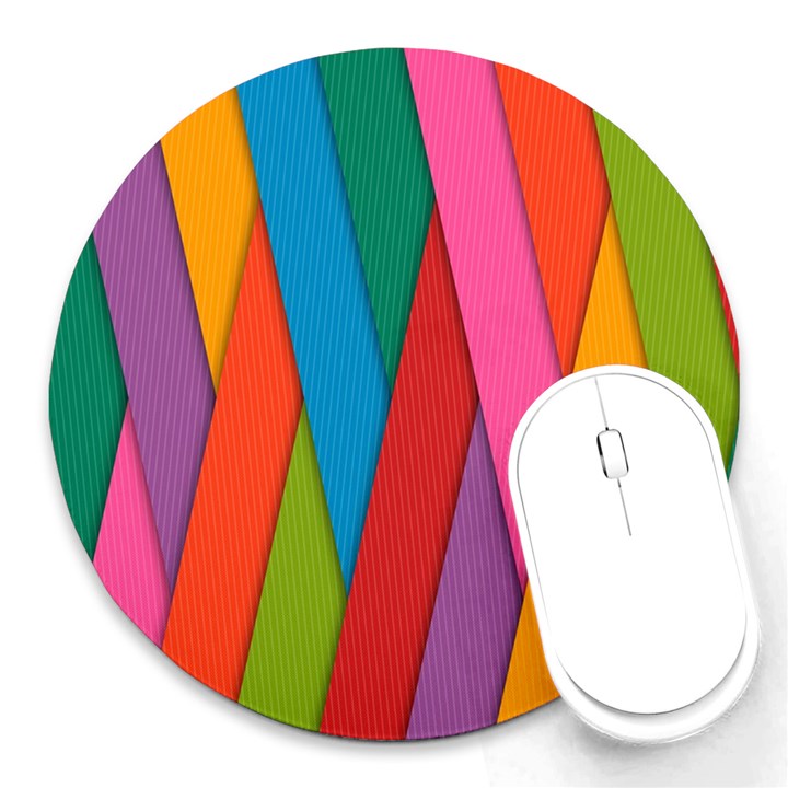 Colorful Lines Pattern Round Mousepads