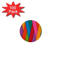 Colorful Lines Pattern 1  Mini Buttons (100 Pack)  by Simbadda