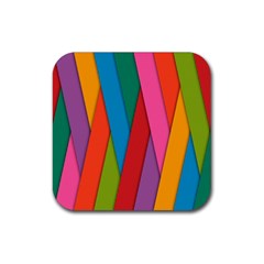 Colorful Lines Pattern Rubber Coaster (square) 