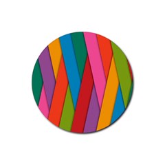 Colorful Lines Pattern Rubber Round Coaster (4 Pack)  by Simbadda