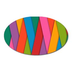 Colorful Lines Pattern Oval Magnet