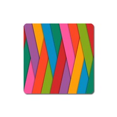 Colorful Lines Pattern Square Magnet by Simbadda