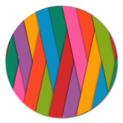 Colorful Lines Pattern Magnet 5  (round)