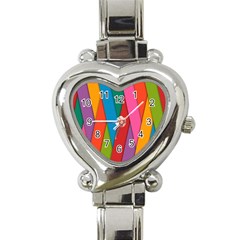 Colorful Lines Pattern Heart Italian Charm Watch by Simbadda