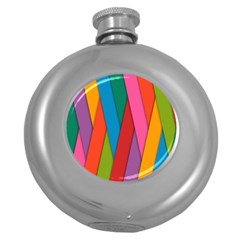 Colorful Lines Pattern Round Hip Flask (5 Oz) by Simbadda