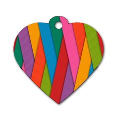 Colorful Lines Pattern Dog Tag Heart (two Sides) by Simbadda