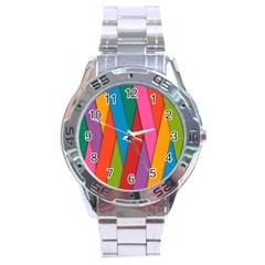 Colorful Lines Pattern Stainless Steel Analogue Watch by Simbadda