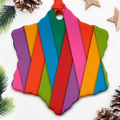 Colorful Lines Pattern Snowflake Ornament (two Sides)