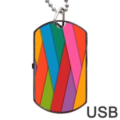 Colorful Lines Pattern Dog Tag Usb Flash (one Side)