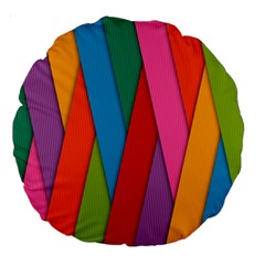 Colorful Lines Pattern Large 18  Premium Round Cushions