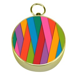 Colorful Lines Pattern Gold Compasses