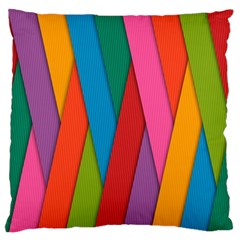 Colorful Lines Pattern Large Flano Cushion Case (one Side) by Simbadda