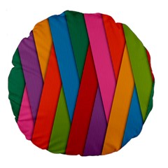 Colorful Lines Pattern Large 18  Premium Flano Round Cushions by Simbadda