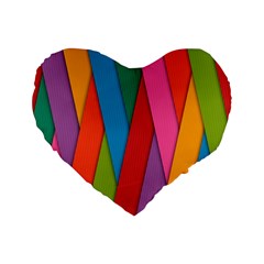 Colorful Lines Pattern Standard 16  Premium Flano Heart Shape Cushions