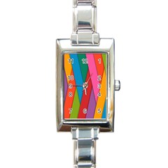 Colorful Lines Pattern Rectangle Italian Charm Watch by Simbadda