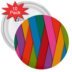 Colorful Lines Pattern 3  Buttons (10 Pack)  by Simbadda