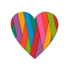 Colorful Lines Pattern Heart Magnet