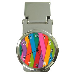 Colorful Lines Pattern Money Clip Watches by Simbadda