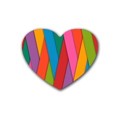 Colorful Lines Pattern Rubber Coaster (heart)  by Simbadda