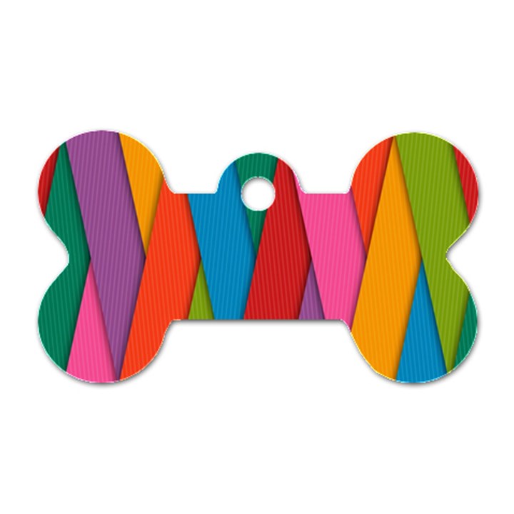 Colorful Lines Pattern Dog Tag Bone (One Side)