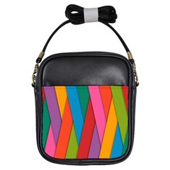 Colorful Lines Pattern Girls Sling Bags by Simbadda