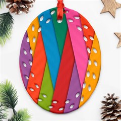 Colorful Lines Pattern Oval Filigree Ornament (two Sides)