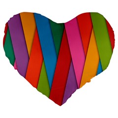 Colorful Lines Pattern Large 19  Premium Heart Shape Cushions by Simbadda