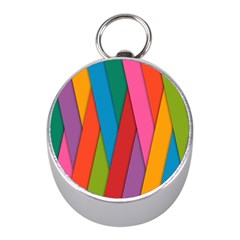 Colorful Lines Pattern Mini Silver Compasses by Simbadda