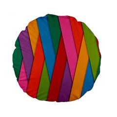 Colorful Lines Pattern Standard 15  Premium Flano Round Cushions