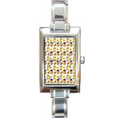 Hamburger And Fries Rectangle Italian Charm Watch