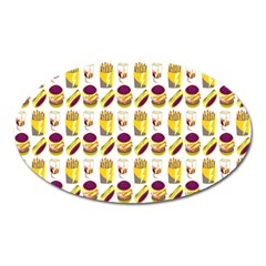 Hamburger And Fries Oval Magnet