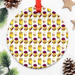 Hamburger And Fries Round Ornament (Two Sides)