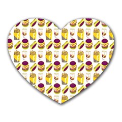 Hamburger And Fries Heart Mousepads