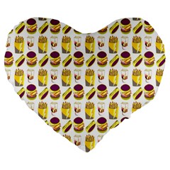 Hamburger And Fries Large 19  Premium Heart Shape Cushions