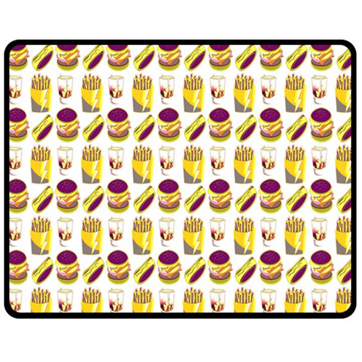 Hamburger And Fries Double Sided Fleece Blanket (Medium) 