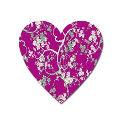 Floral Pattern Background Heart Magnet