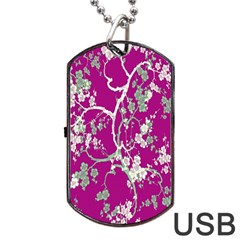 Floral Pattern Background Dog Tag Usb Flash (one Side)