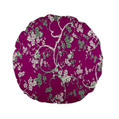 Floral Pattern Background Standard 15  Premium Flano Round Cushions