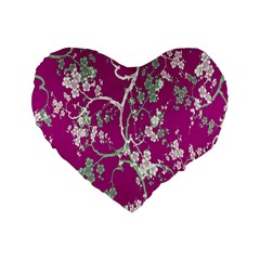 Floral Pattern Background Standard 16  Premium Flano Heart Shape Cushions