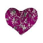 Floral Pattern Background Standard 16  Premium Flano Heart Shape Cushions Back