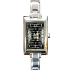 Interwoven Grid Pattern In Green Rectangle Italian Charm Watch