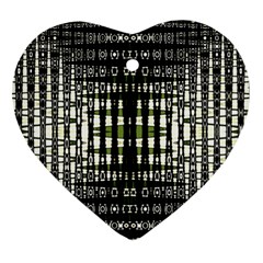 Interwoven Grid Pattern In Green Ornament (heart)