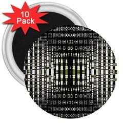 Interwoven Grid Pattern In Green 3  Magnets (10 Pack)  by Simbadda